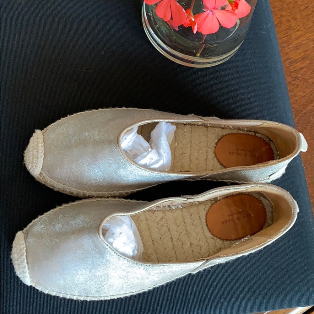 Rag & Bone pewter shimmer leather flats